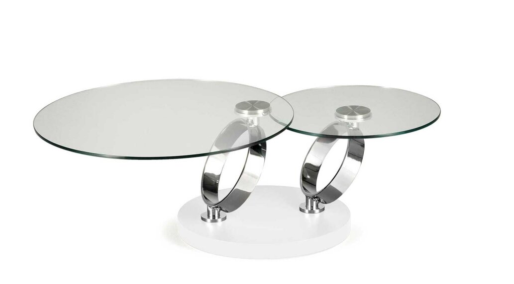 London שולחן סלון בסיס ורגליים ניקל פלטה זכוכית